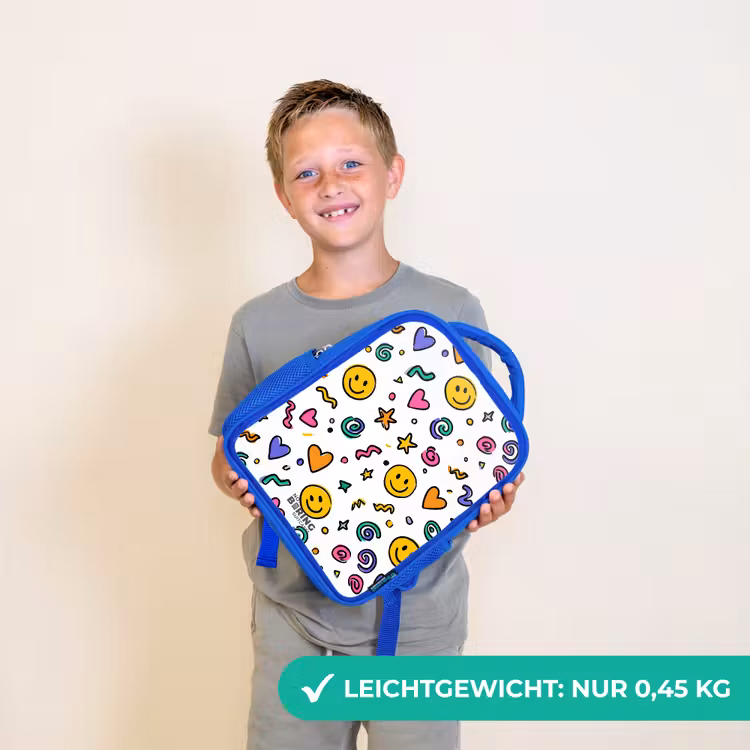 Kinderrucksack - Blau - Smiley - Herz - Stern — 4