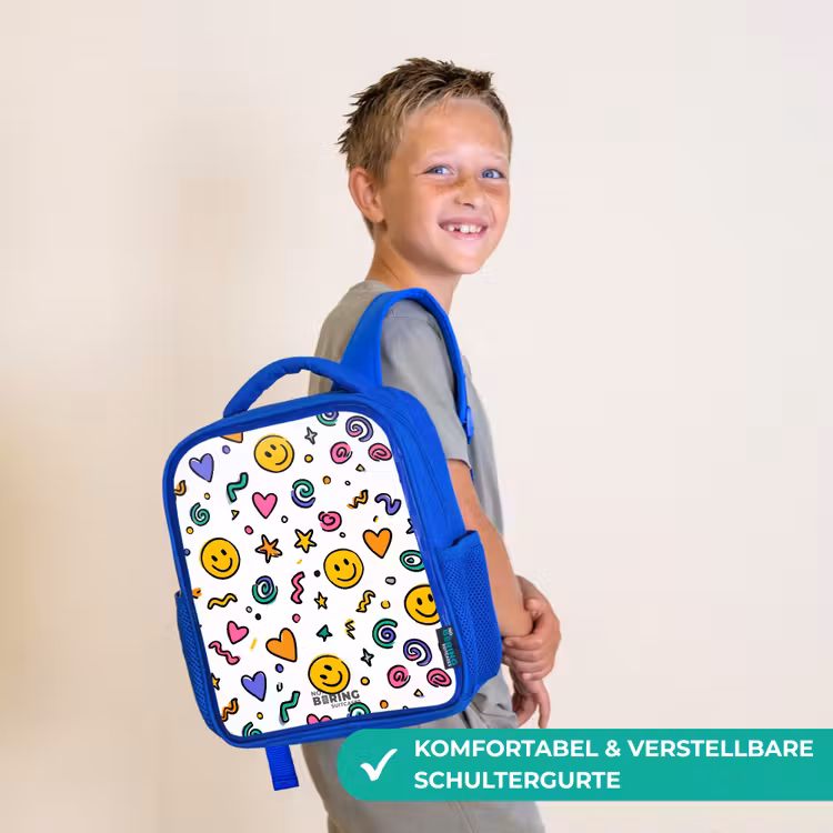 Kinderrucksack - Blau - Smiley - Herz - Stern — 5