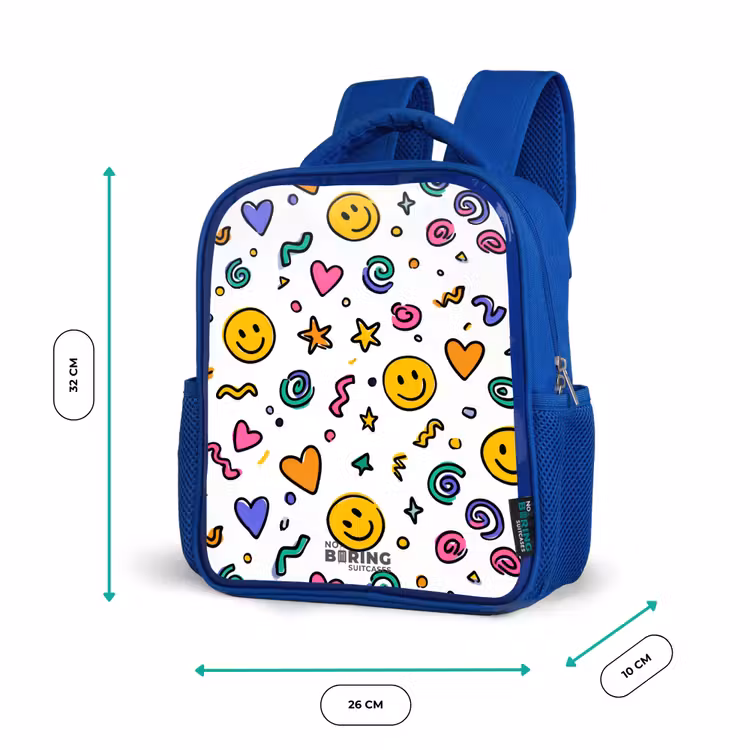 Kinderrucksack - Blau - Smiley - Herz - Stern — 6