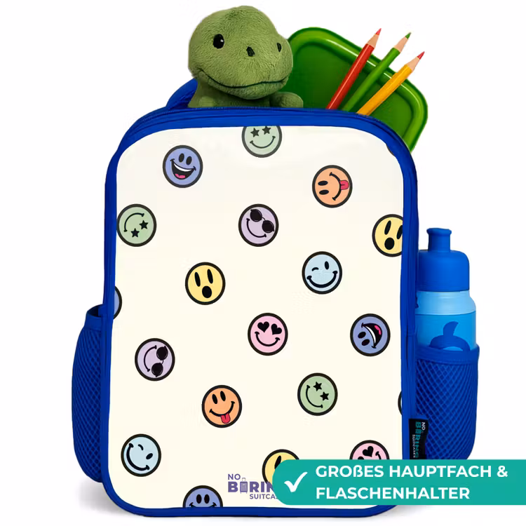 Kinderrucksack - Blau - Verspielter Smiley-Mix — 3
