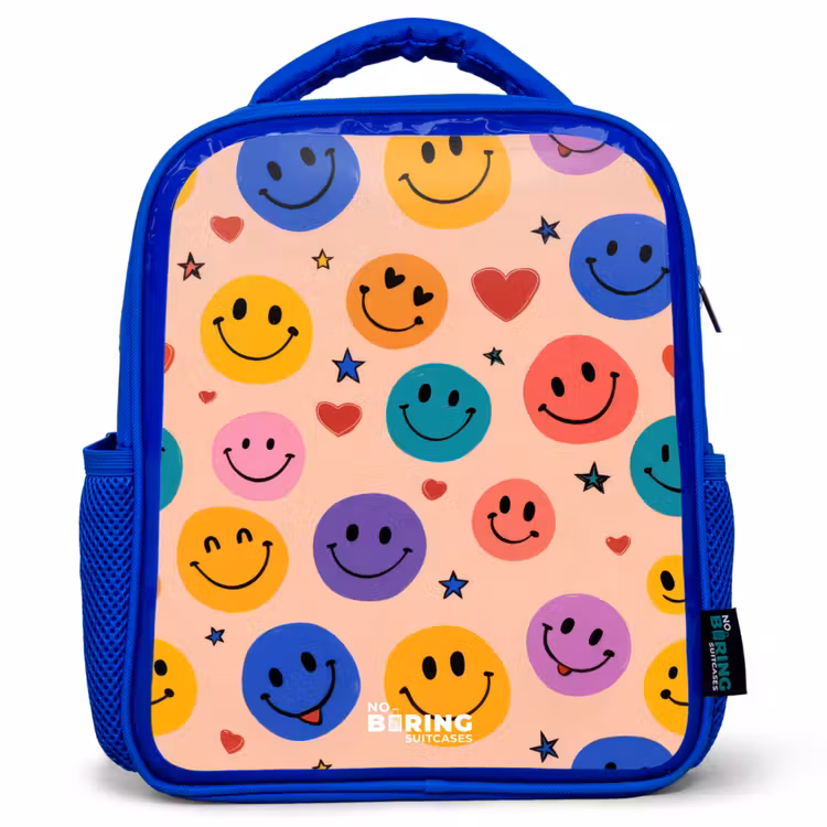 Kinderrucksack - Blau - Fröhliches Smiley-Muster — 1