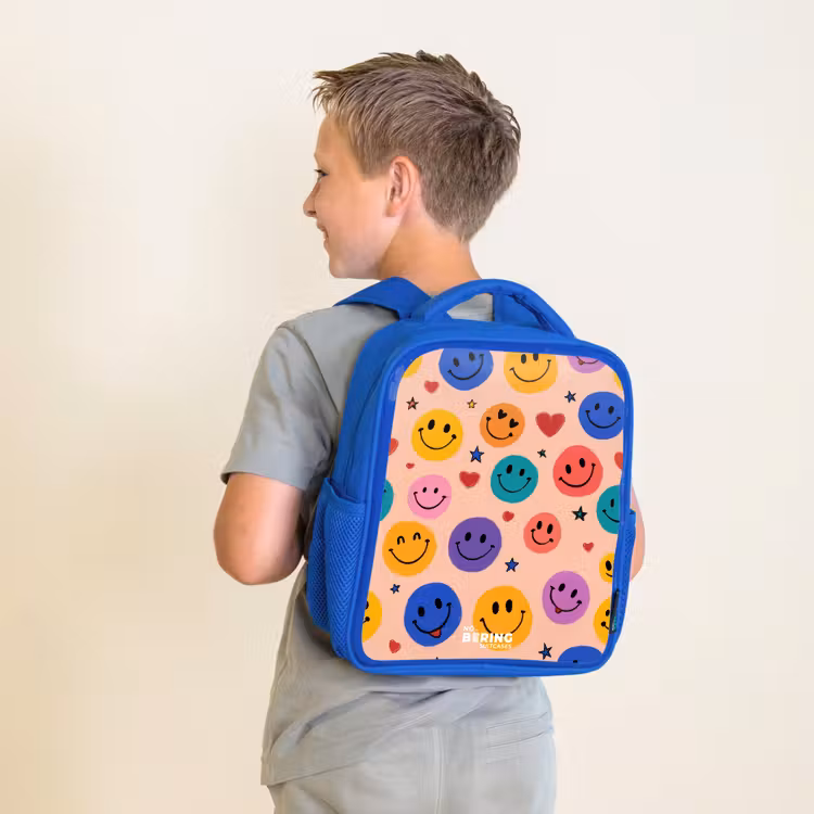 Kinderrucksack - Blau - Fröhliches Smiley-Muster — 2