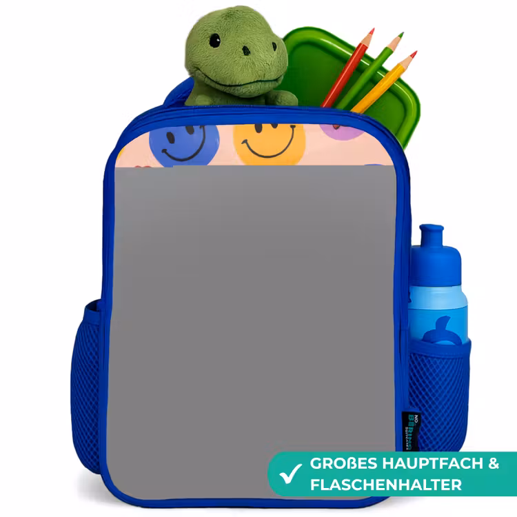 Kinderrucksack - Blau - Fröhliches Smiley-Muster — 3
