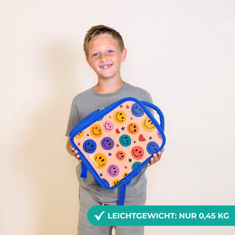 Kinderrucksack - Blau - Fröhliches Smiley-Muster — 4