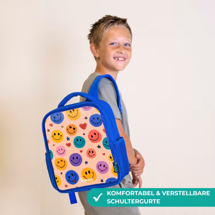 Kinderrucksack - Blau - Fröhliches Smiley-Muster — 5