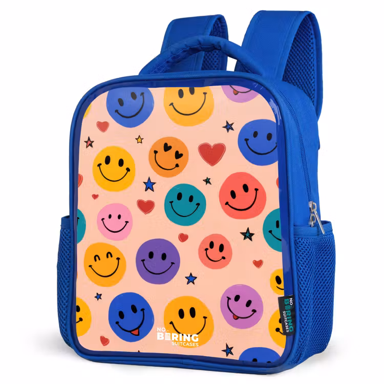 Kinderrucksack - Blau - Fröhliches Smiley-Muster — 7
