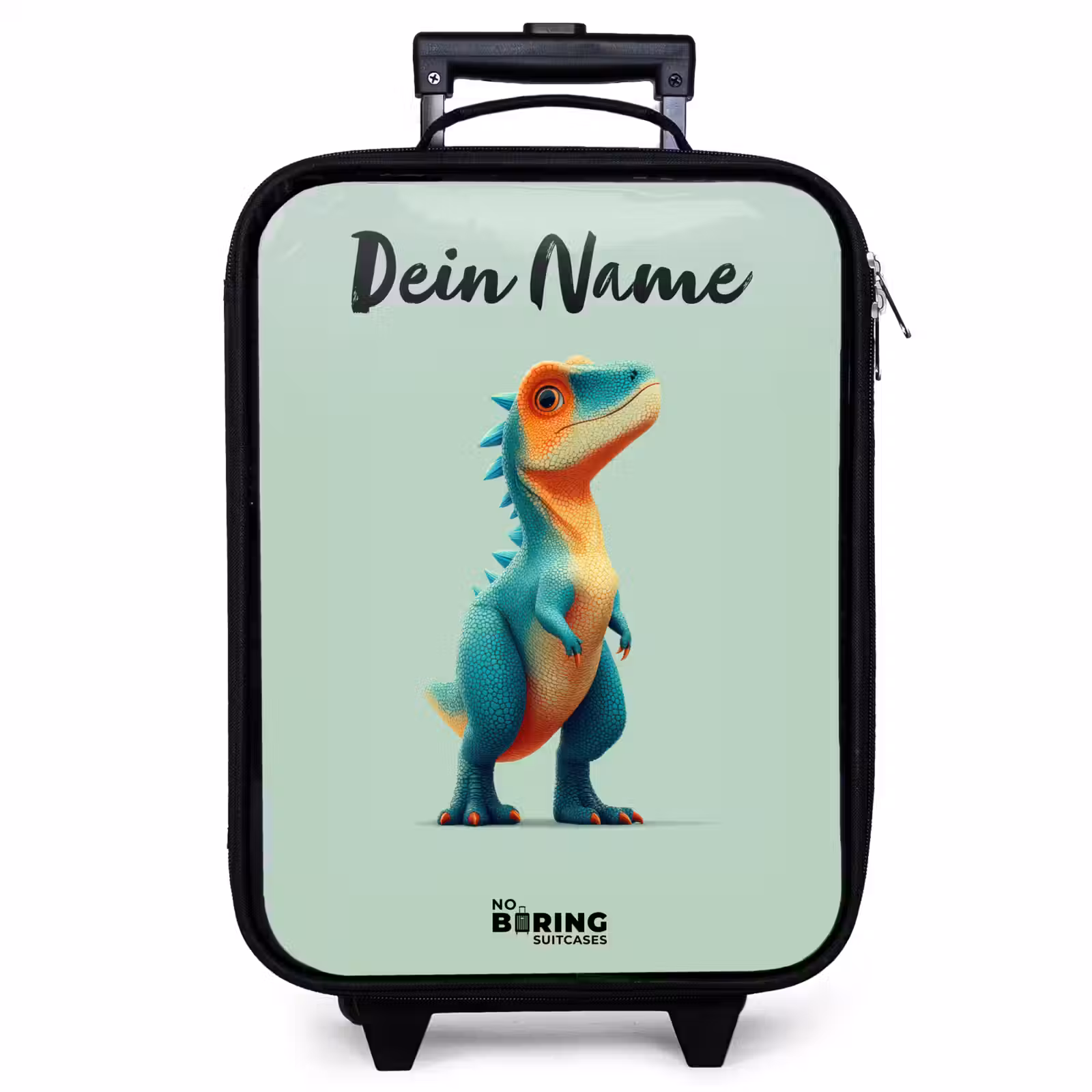 Kinderkoffer mit Name - Dino - Tier - Grün - Orange — 1