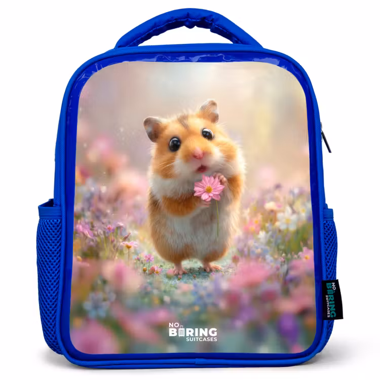 Kinderrucksack - Blau - Hamster - Blume - Natur - Tier — 1