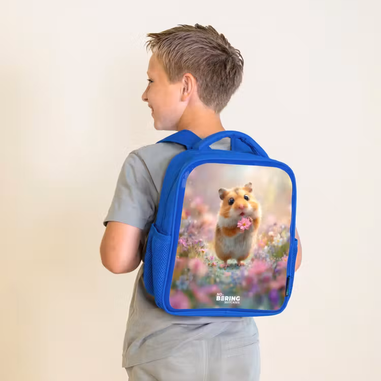 Kinderrucksack - Blau - Hamster - Blume - Natur - Tier — 2