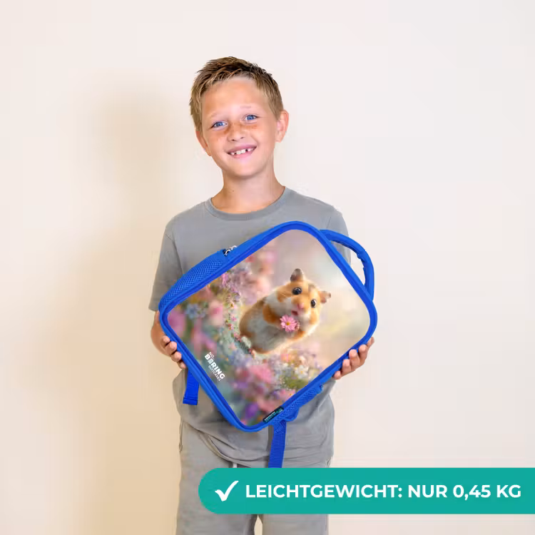Kinderrucksack - Blau - Hamster - Blume - Natur - Tier — 4