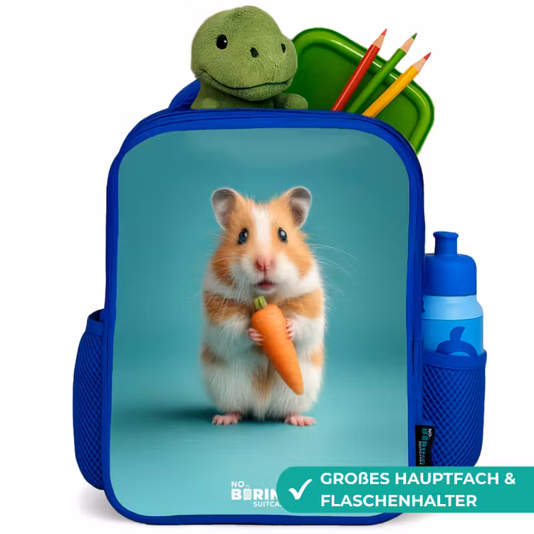 Kinderrucksack - Blau - Hamster - Karotte - Tier — 3