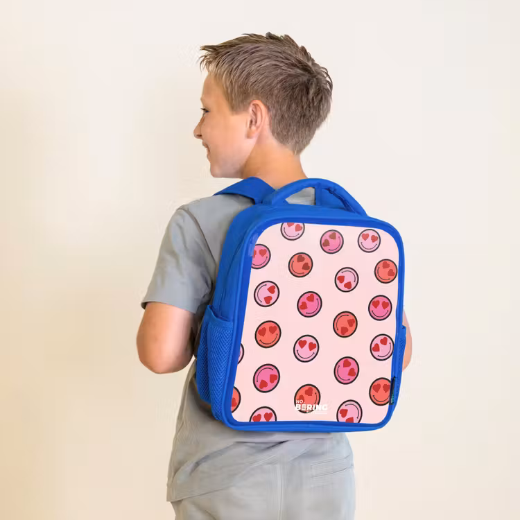 Kinderrucksack - Blau - Herz - Smiley - Muster — 2