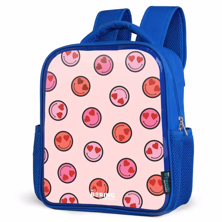 Kinderrucksack - Blau - Herz - Smiley - Muster — 7