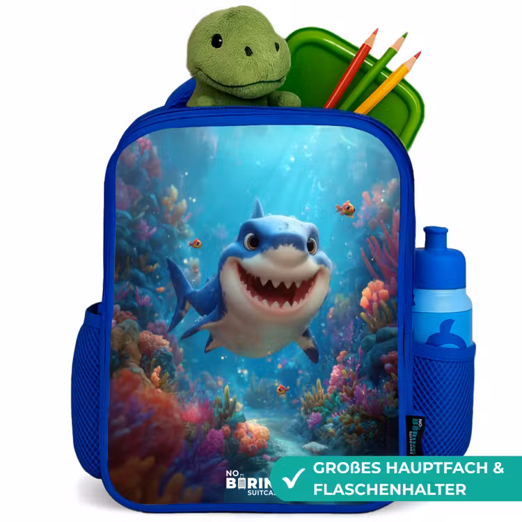 Kinderrucksack - Blau - Riff - Koralle - Hai - Tier — 3