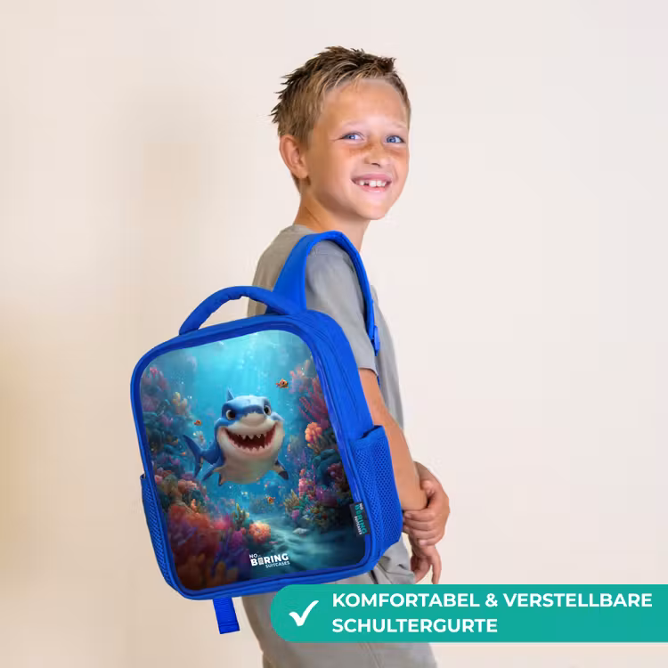 Kinderrucksack - Blau - Riff - Koralle - Hai - Tier — 5