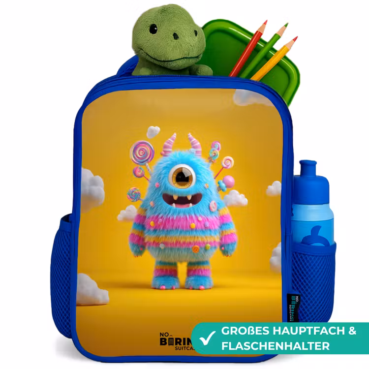 Kinderrucksack - Blau - Süßigkeiten - Monster - Regenbogen — 3
