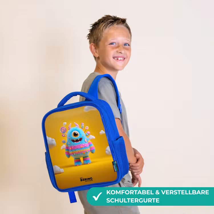 Kinderrucksack - Blau - Süßigkeiten - Monster - Regenbogen — 5