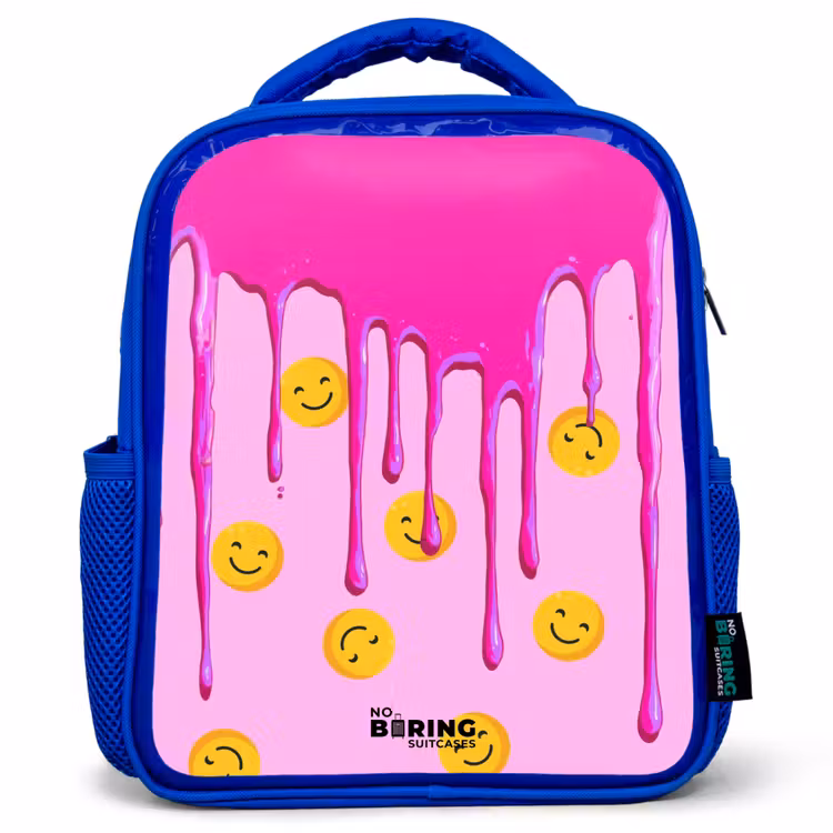 Kinderrucksack - Blau - Farbe - Smiley - Rosa — 1