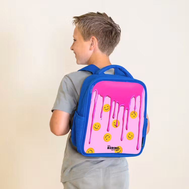Kinderrucksack - Blau - Farbe - Smiley - Rosa — 2