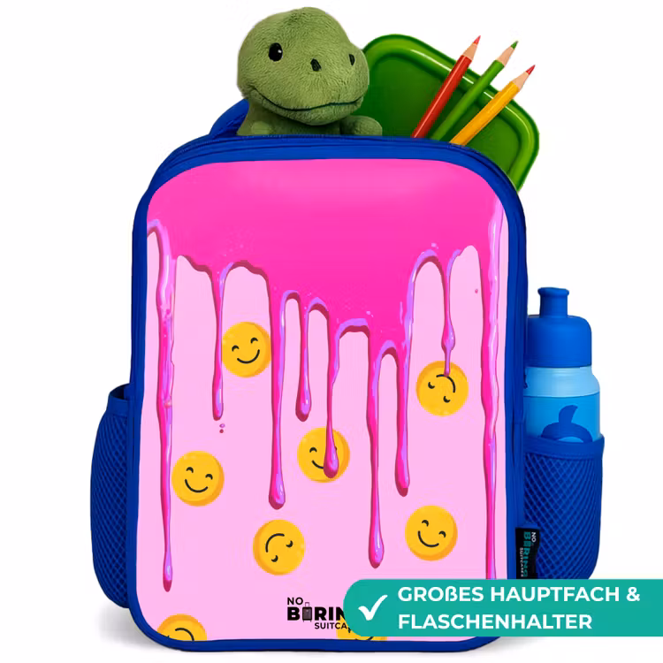 Kinderrucksack - Blau - Farbe - Smiley - Rosa — 3