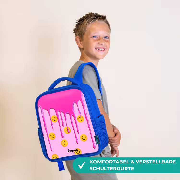 Kinderrucksack - Blau - Farbe - Smiley - Rosa — 5