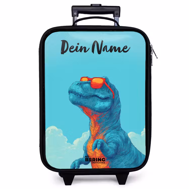 Kinderkoffer mit Name - Dino - Sonnenbrille - Blau — 1