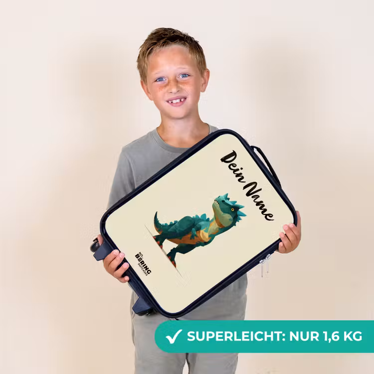 Kinderkoffer mit Name - Dino - Tier - Grün — 2