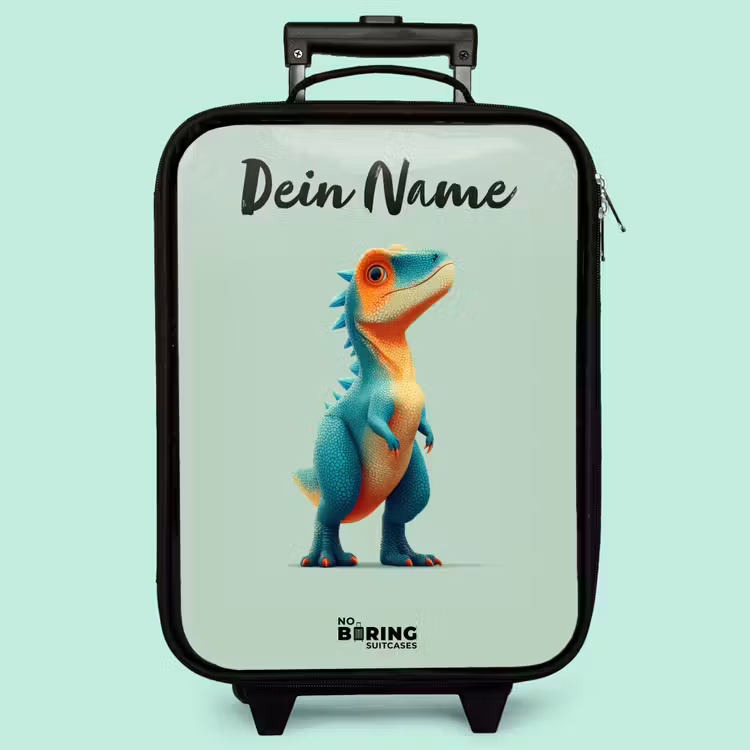 Kinderkoffer mit Name - Dino - Tier - Grün - Orange — 3