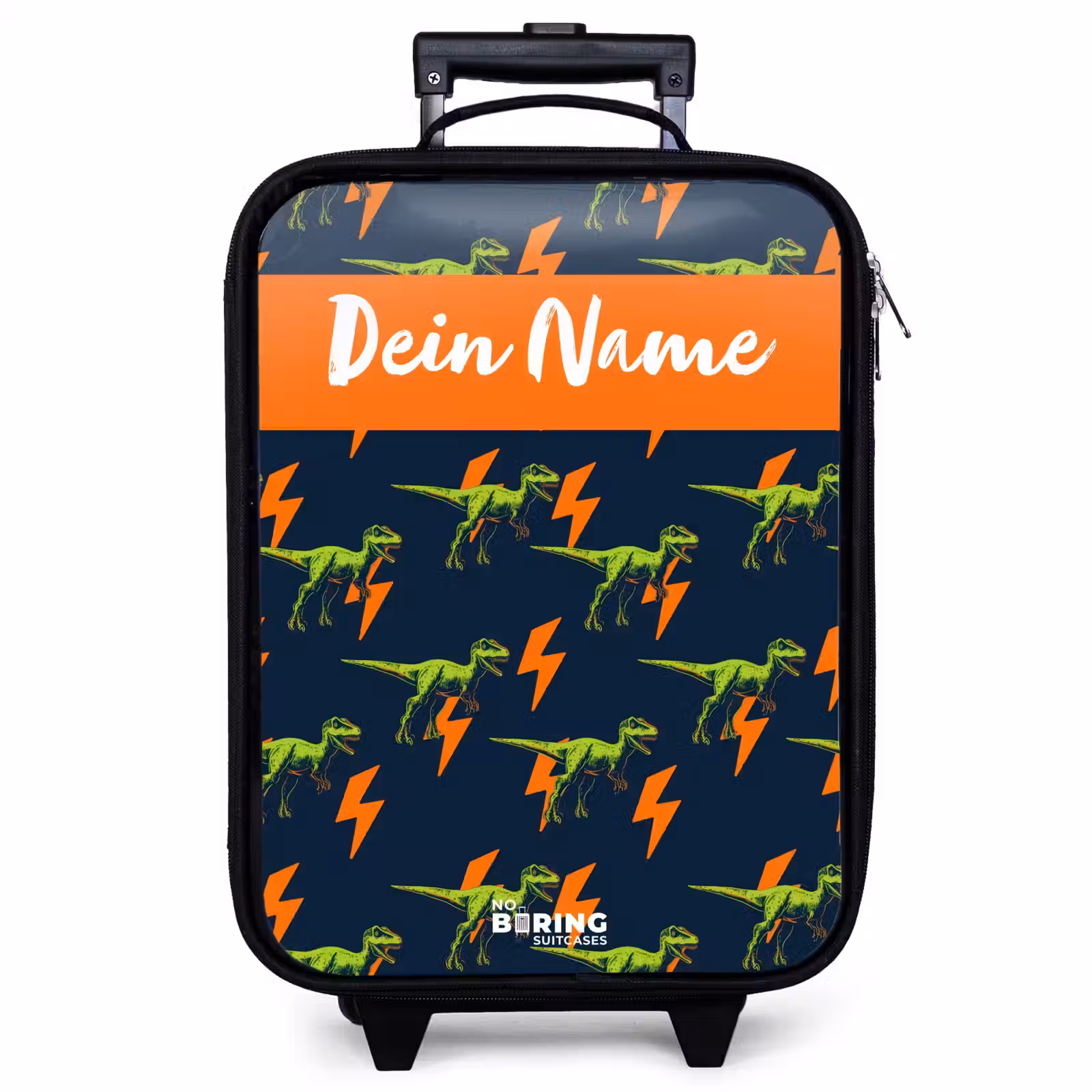 Kinderkoffer mit Name - Dinos - Blitze - Tiere - Blau — 1