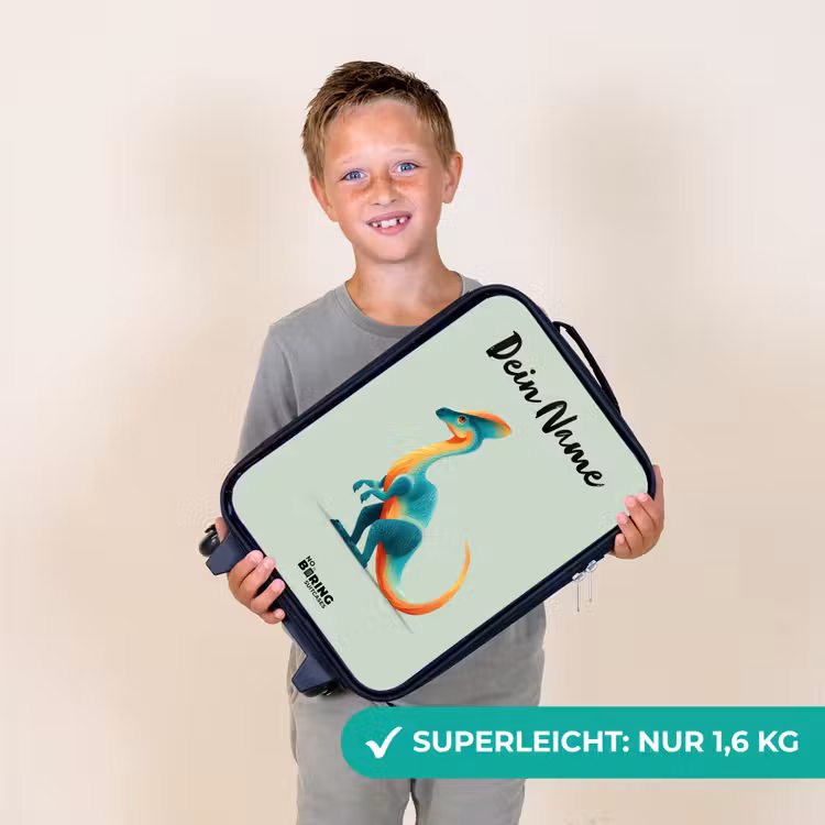 Kinderkoffer mit Name - Dino - Blau - Tier — 2