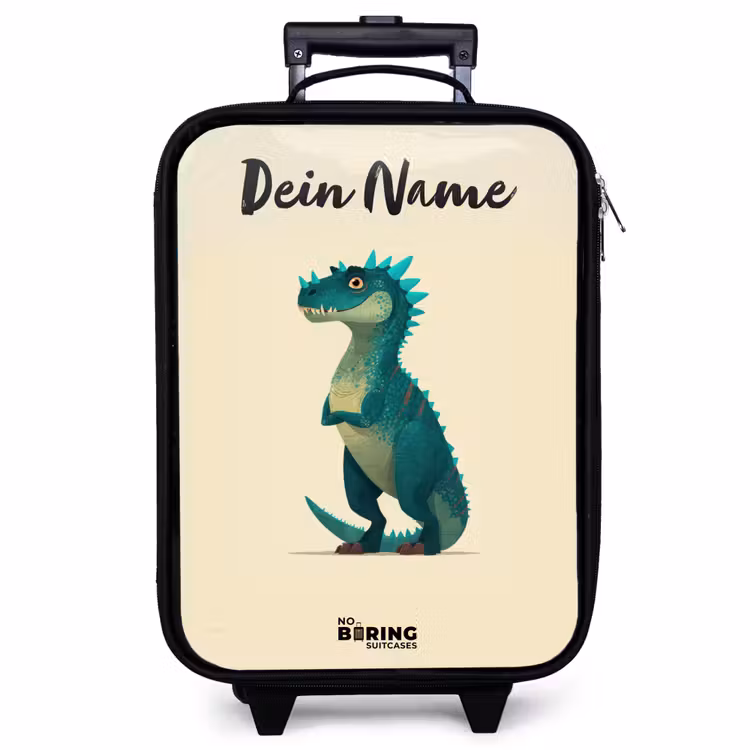 Kinderkoffer mit Name - Dino - Tier - Blau - Grün — 1
