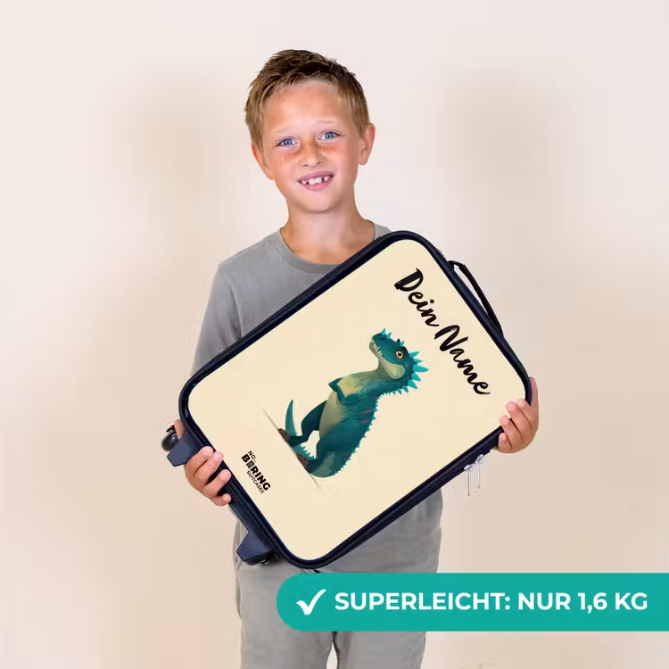 Kinderkoffer mit Name - Dino - Tier - Blau - Grün — 2