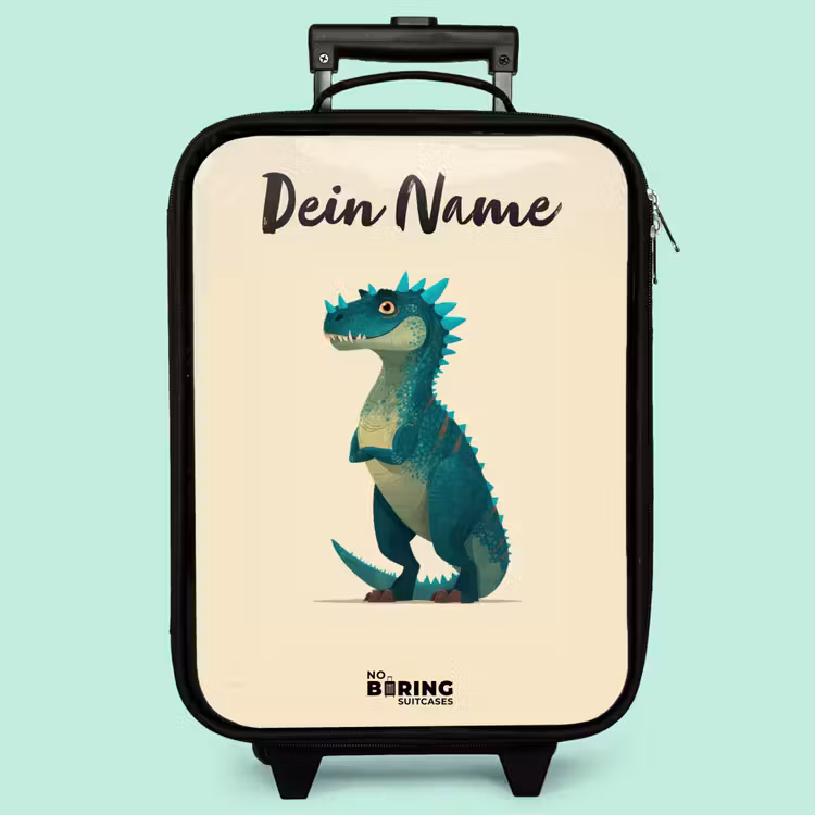 Kinderkoffer mit Name - Dino - Tier - Blau - Grün — 3
