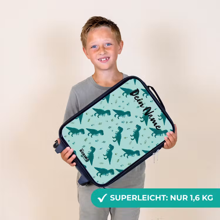 Kinderkoffer mit Name - Dinos - Muster - Grün — 2