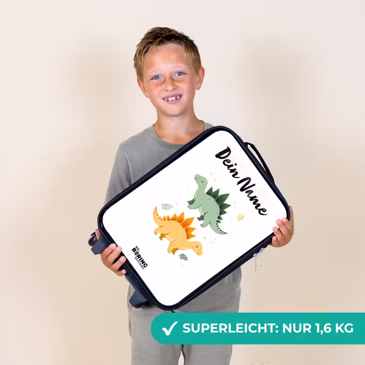 Kinderkoffer mit Name - Dinos - Tiere - Grün - Orange — 2