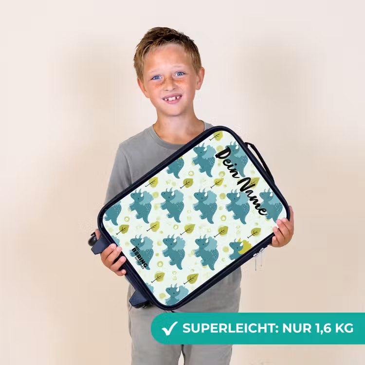 Kinderkoffer mit Name - Dinosaurier - Muster - Natur — 2