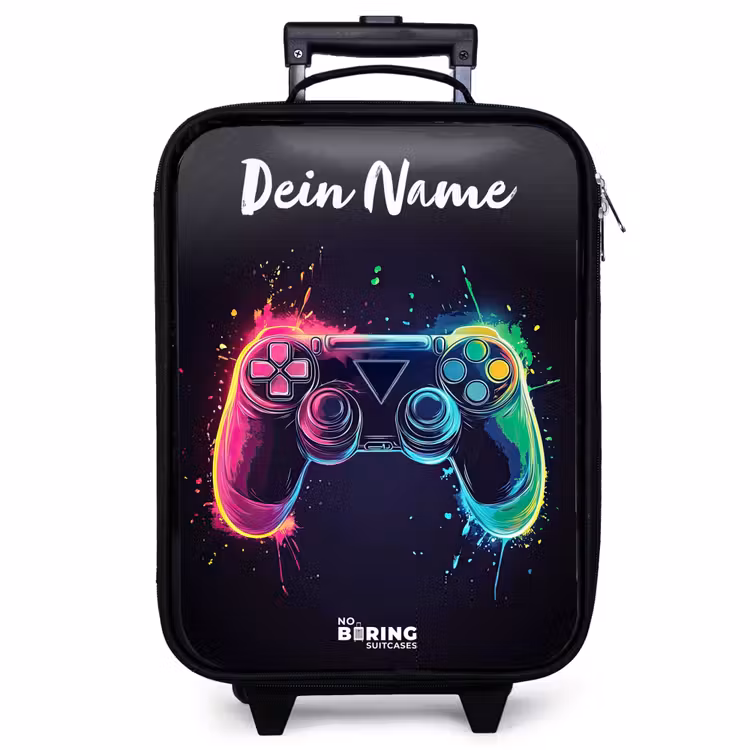 Kinderkoffer mit Name - Neon - Controller - Farbspritzer - Spiel — 1