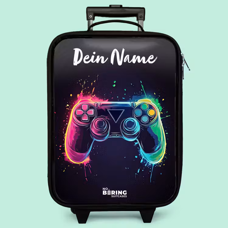 Kinderkoffer mit Name - Neon - Controller - Farbspritzer - Spiel — 3