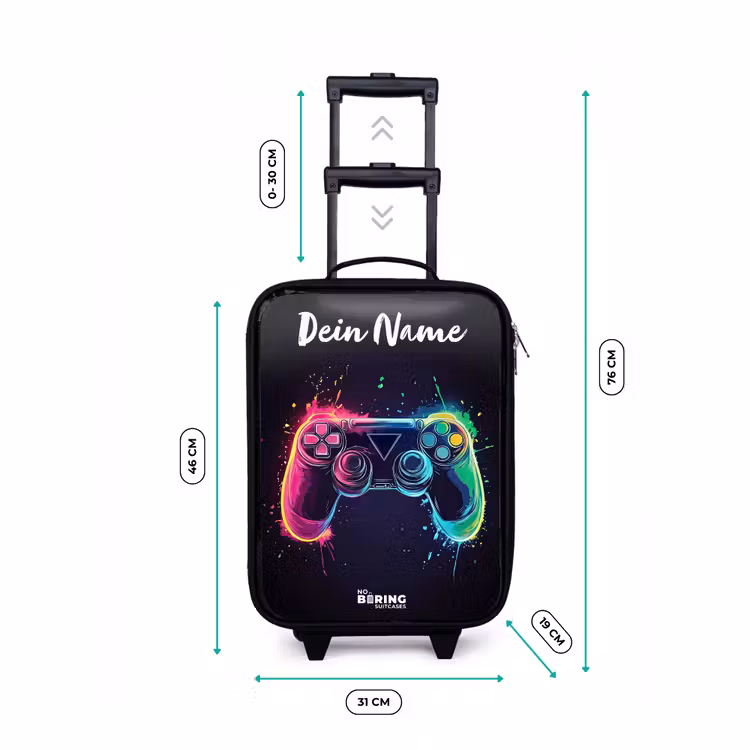 Kinderkoffer mit Name - Neon - Controller - Farbspritzer - Spiel — 7