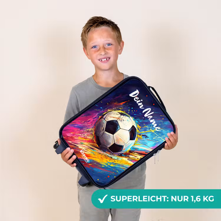 Kinderkoffer mit Name - Neon - Fußball - Farbenfroh — 2