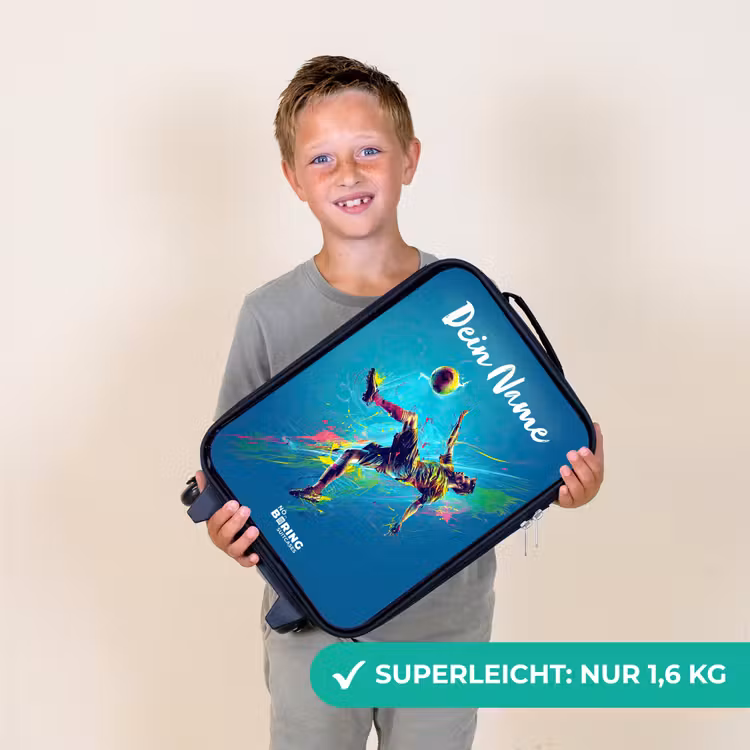 Kinderkoffer mit Name - Neon - Fußball - Kick - Farbenfroh — 2