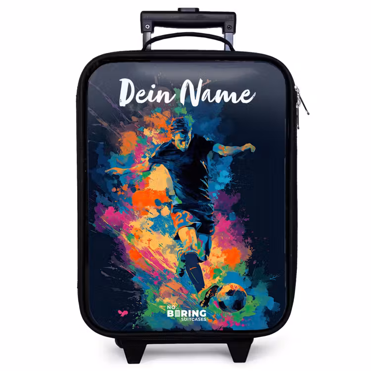 Kinderkoffer mit Name - Neon - Fußballer - Farbenfroh — 1