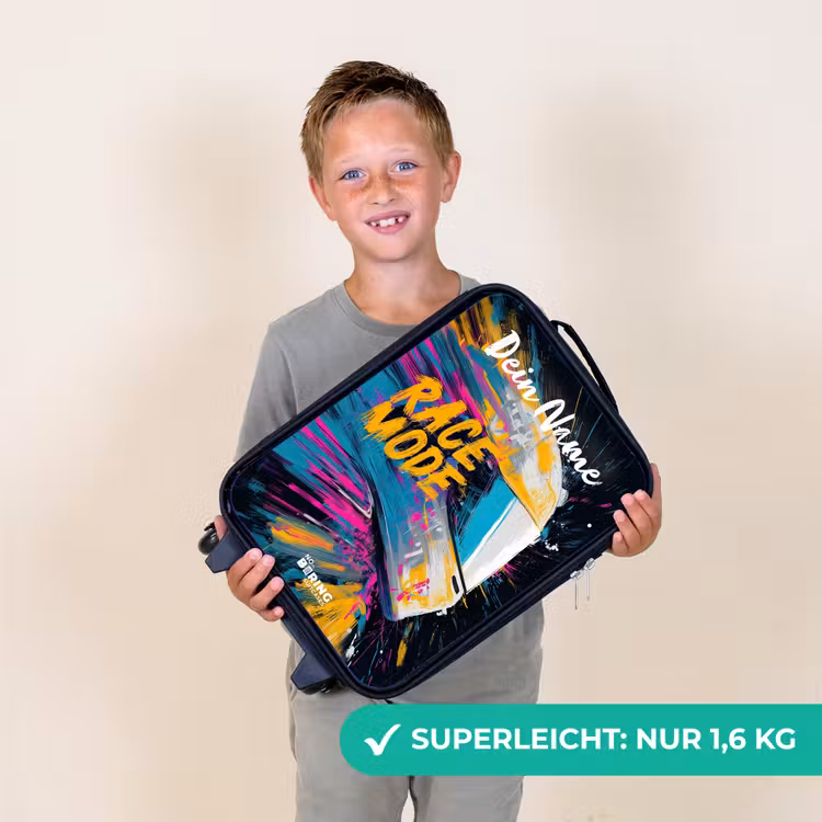 Kinderkoffer mit Name - Rennhelm - Abstrakt - Farbe - Bunt — 2