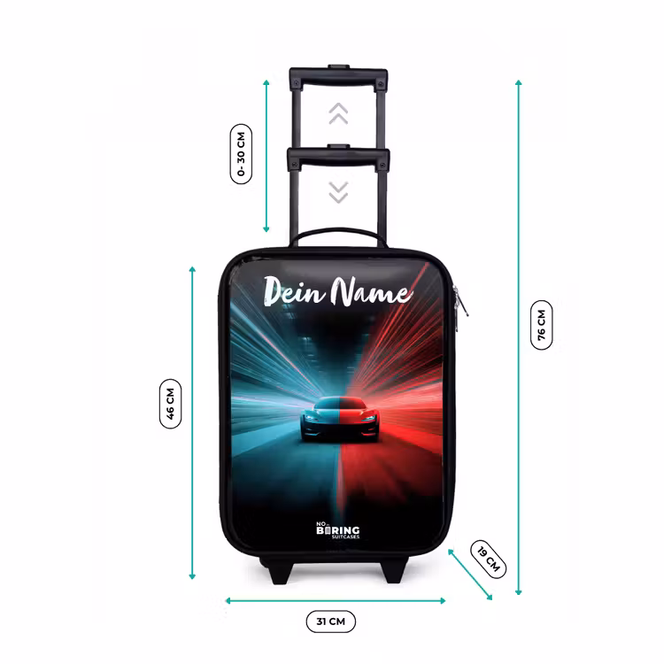 Kinderkoffer mit Name - Sportwagen - Blau - Neon - Stadt — 7