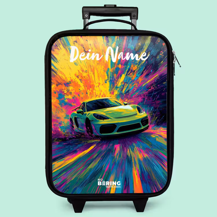 Kinderkoffer mit Name - Sportwagen - Grün - Lackstreifen - Farben — 3