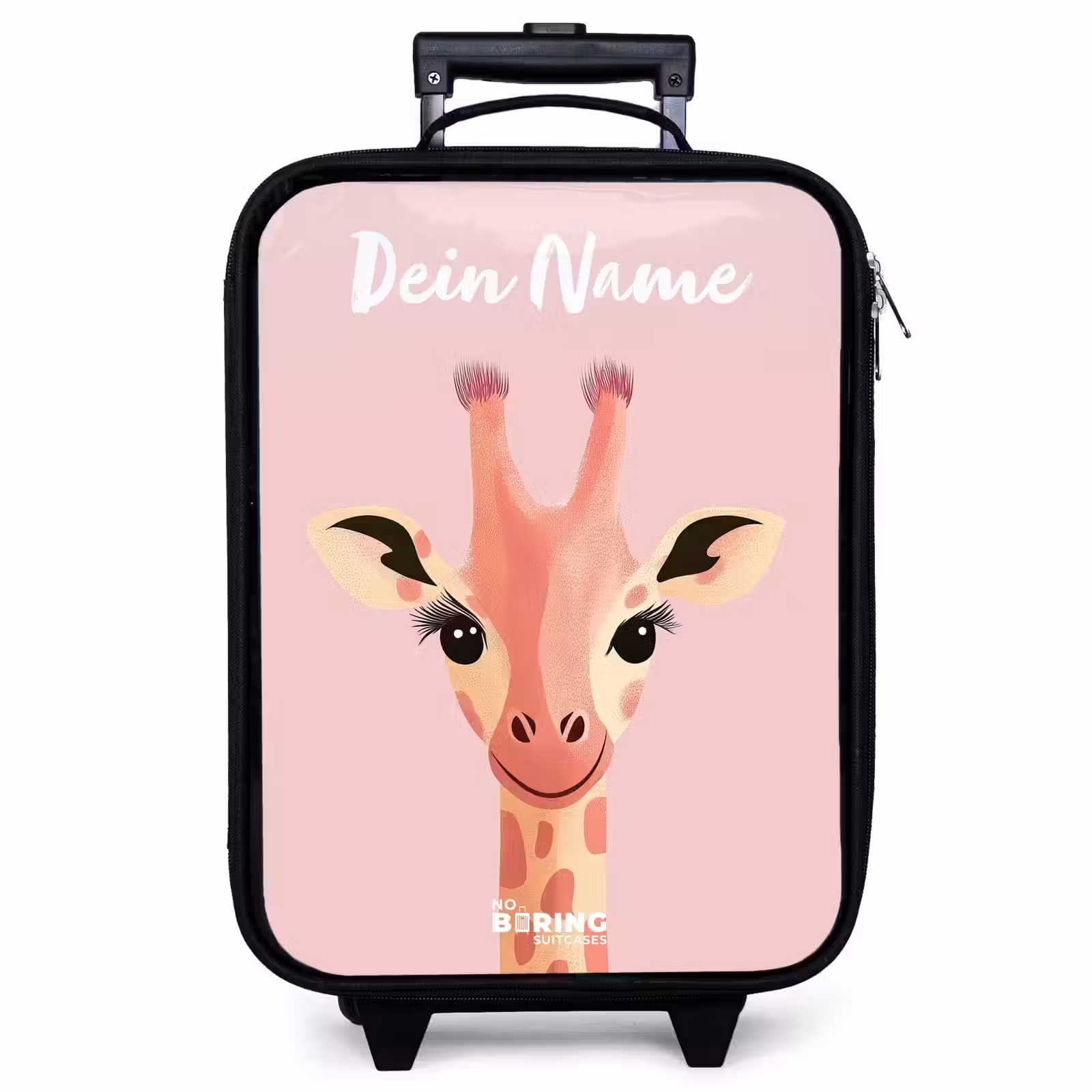 Kinderkoffer mit Name - Giraffe - Wimpern - Minimalistisch - Rosa — 1