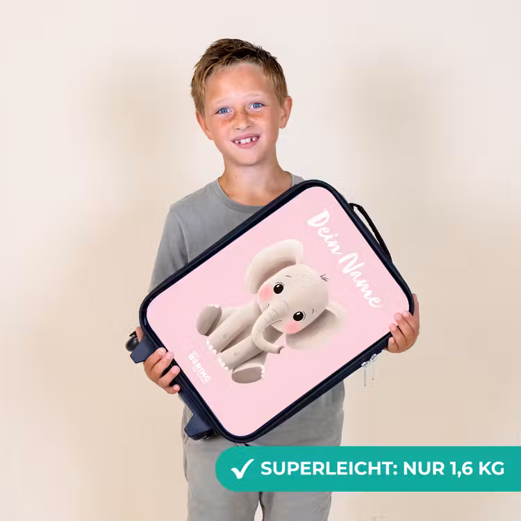 Kinderkoffer mit Name - Elefant - Grau - Baby - Rüssel — 2