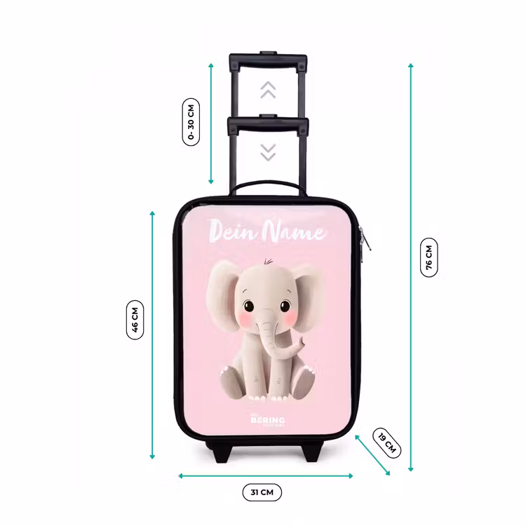 Kinderkoffer mit Name - Elefant - Grau - Baby - Rüssel — 7