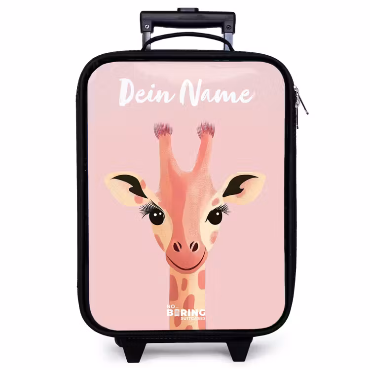Kinderkoffer mit Name - Giraffe - Wimpern - Minimalistisch - Rosa — 1