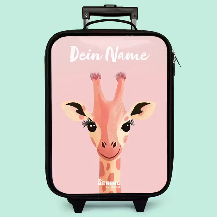 Kinderkoffer mit Name - Giraffe - Wimpern - Minimalistisch - Rosa — 3